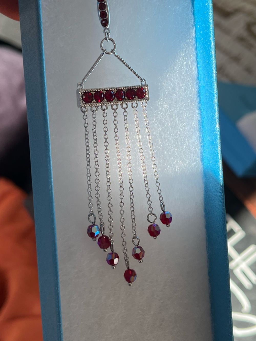 Touchstone Crystal $119 RT Value Red Siam Fringe Benefits Pendant Necklace - Picture 8 of 16